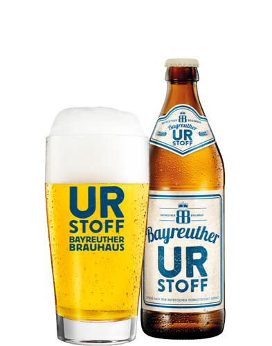 Bayreuther Urstoff Flasche und Glas