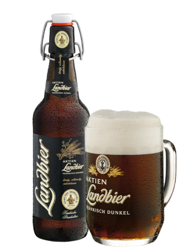 AKTIEN Landbier Dunkel Flasche und Glas