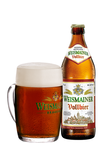 Weismainer Vollbier Flasche und Glas