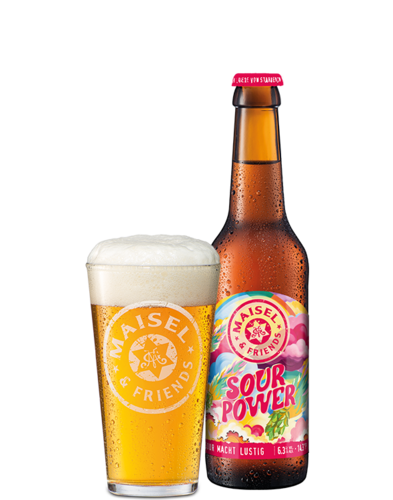 M & F  Sour Power Flasche und Glas