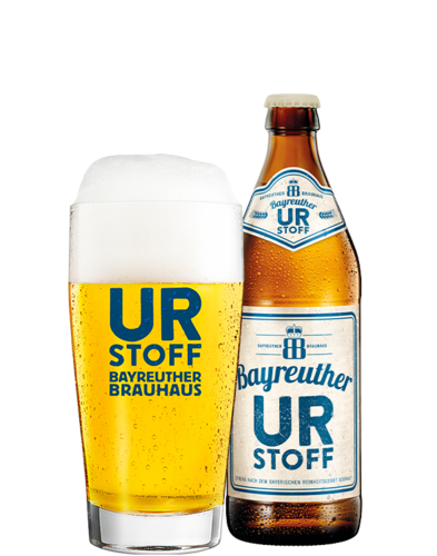 Bayreuther Urstoff Flasche und Glas