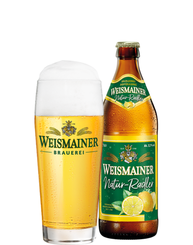 Weismainer Natur Radler Flasche und Glas