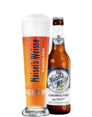 Maisels Weisse Alkoholfrei 0,33l Flasche und Glas