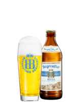 Bayrdeuther Hell 0,33 l Flasche und Glas