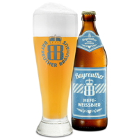 Bayreuther HEFE-WEISSBIER 0,50 l Flasche und Glass