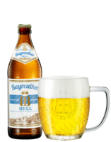 Bayreuther Hell 0,5 l Flasche und Glas