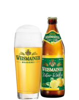 Weismainer Natur Radler 0,5 l Flasche und Glas